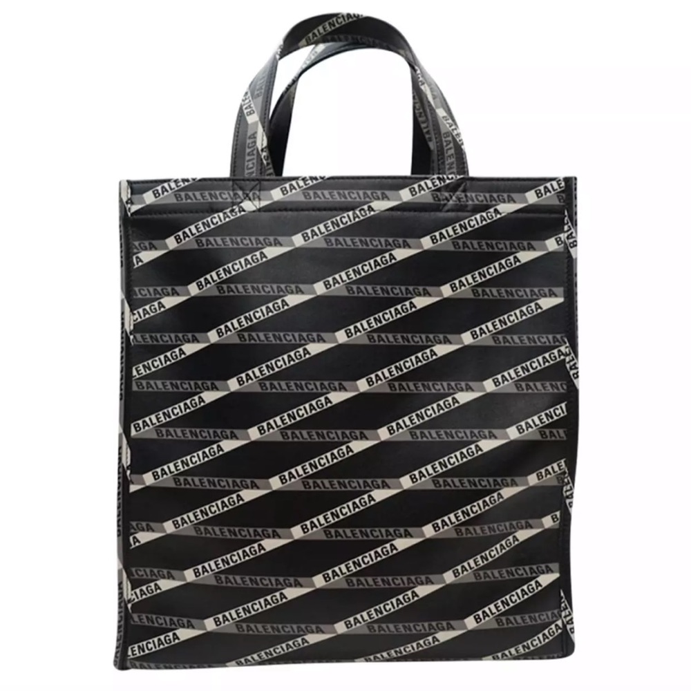 Balenciaga Logo Leather Shopping Tote Bag